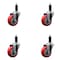 Service Caster 3.5'' Red Poly Wheel Swivel 1-1/8'' Expanding Stem Caster Set, 4PK SCC-EX20S3514-PPUB-RED-118-4 - alternate 1